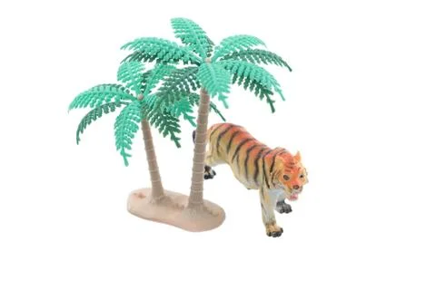 Toy Tiger with Trees Stock Photos