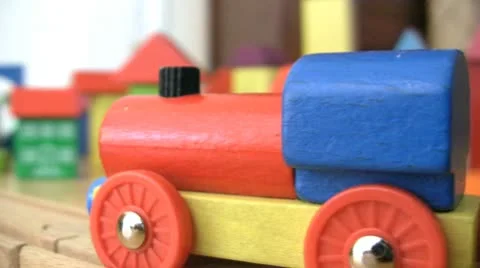 Toy Train in Brick Town Video stock 8971384
