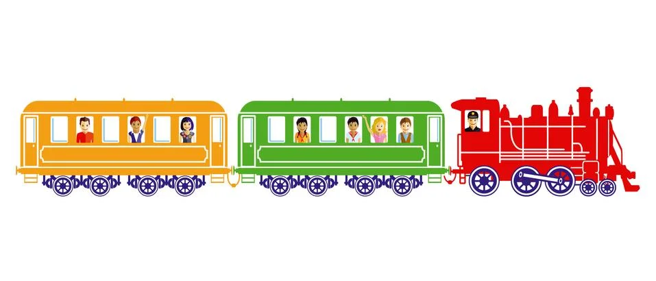 Toy train with children Stock Illustration