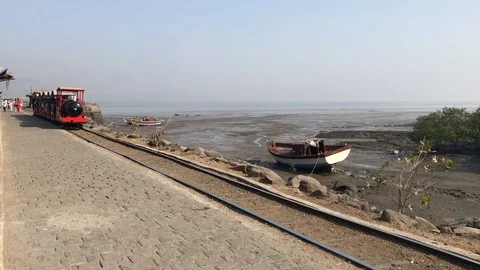 Toy train at Elephanta caves Stock Footage 103661135