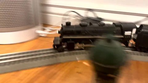 Toy Train Going Around in Circles Fast Stock Footage 146203786
