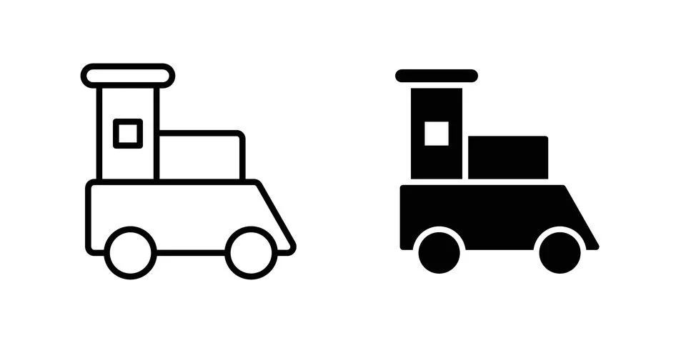 Toy train icon vector concepts, line and silhouette style 스톡 일러스트