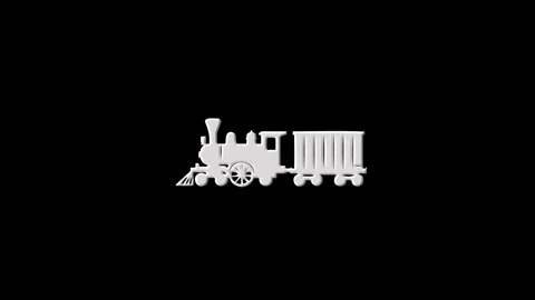 Toy train logo revealing animation with particle effects Stock Footage 328312425