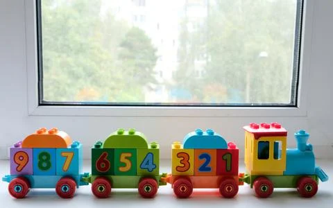 Toy train with numbers Stock Photos