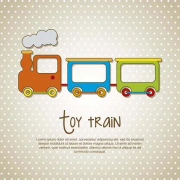 Toy train over beige background. vector illustrion Ilustração Stock