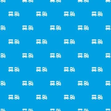 Toy train pattern seamless blue Stock Illustration