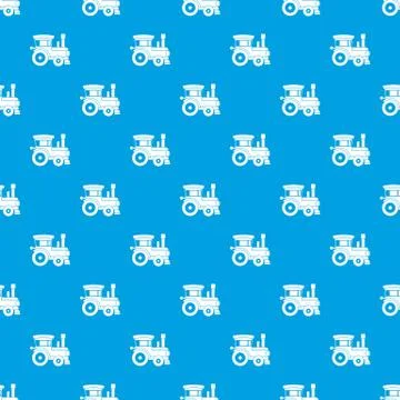 Toy train pattern seamless blue Stock Illustration