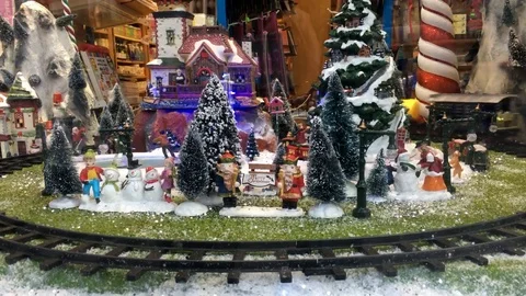 Toy train playing train model Stock Footage 98676736