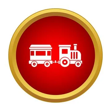 Toy train pulling a carriage in a red circle Stock Illustration
