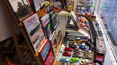 Toy train riding around. 4K. Stock Footage 72129129