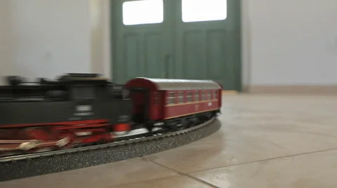 Toy train riding to the cam Stock Footage 37557774