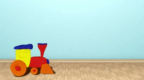Toy train in the room. Stop-motion animation. 스톡 동영상 49243704