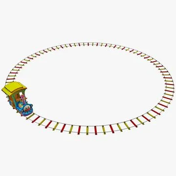 Toy Train with  Track 3D Model