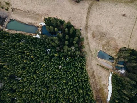A toy train on a train track with trees in the background Stock Photos