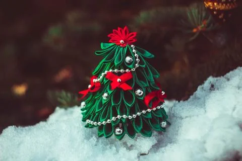 Toy tree in the snow Stock Photos
