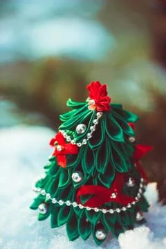 Toy tree in the snow Stock Photos