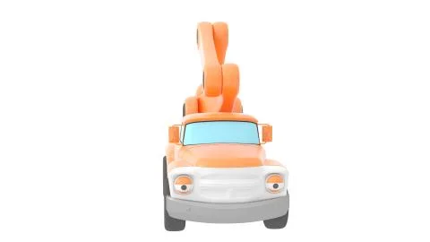 Toy truck crane isolated over white backgroung. 3d rendering. Иллюстрация
