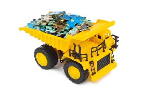 Toy truck with puzzle Stock Photos