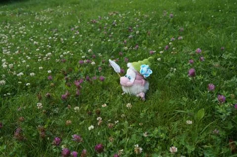 Toy the wild man from threads to catch butterflies Stock Photos