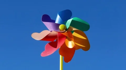 Toy windmill in blue sky Stock Footage 73415041