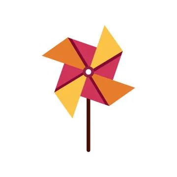 Toy windmill propeller on white background. Elements for Childrens Day. Stock Stock Illustration