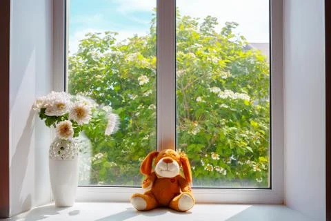 Toy on window Stock Photos