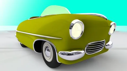 Toy yellow car. 3D render Stock Illustration