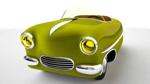 Toy yellow car. 3D render Illustrazione stock