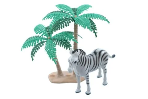 Toy Zebra with Trees Stock Photos