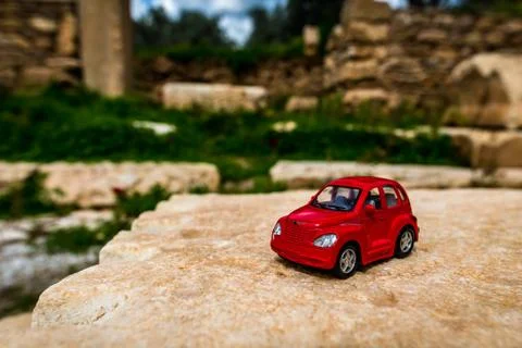 Toy/model car on stone surface Stock Photos