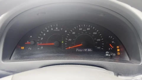 Toyota Camry Dashboard with Warning Lights and Maintenance Indicator Stock Footage 339641289