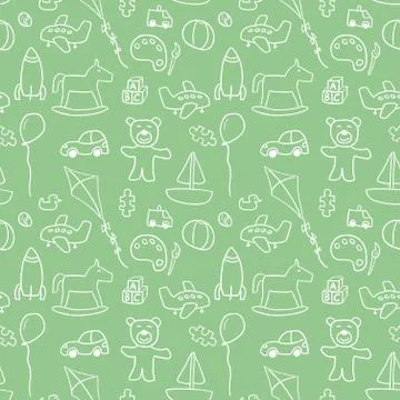 Toys background pattern - seamless doodle illustration vector. 스톡 일러스트