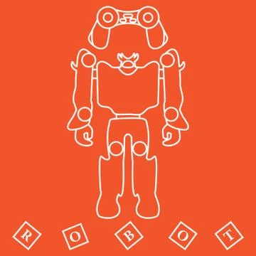 Toys for children: robot, remote control, cubes. Stock Illustration