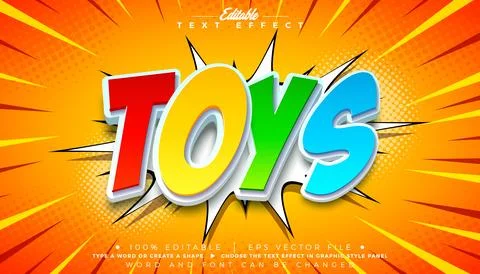 Toys Editable Text Effect Design Vector Graphic Style with 3d Colorful Typogr イラスト素材