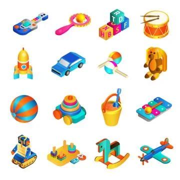 Toys Isometric Set Stock Illustration