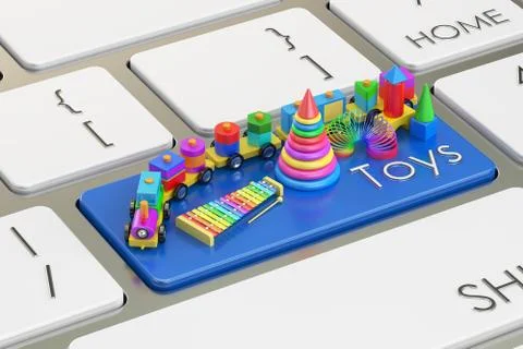Toys keyboard button 3D rendering Stock Illustration