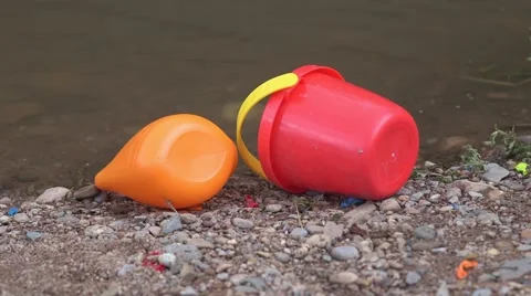 Toys on riverbed Video stock 43386625