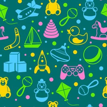 Toys seamless pattern Illustrazione stock