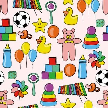 Toys seamless pattern Stock Illustration