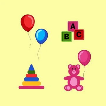 Toys set, vector illustration Stock Illustration
