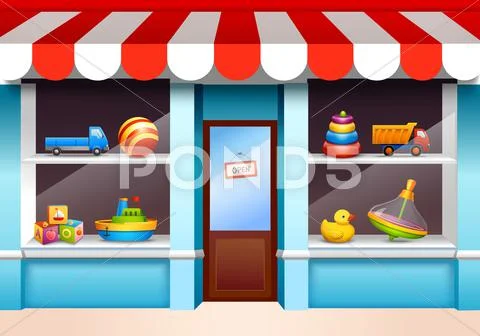 Toys shop window Stock Illustration