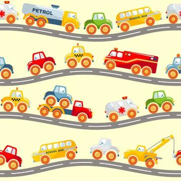 Toys transport seamless pattern Stock Illustration