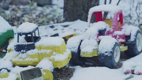 Toys under the snow Stock Footage 82288430