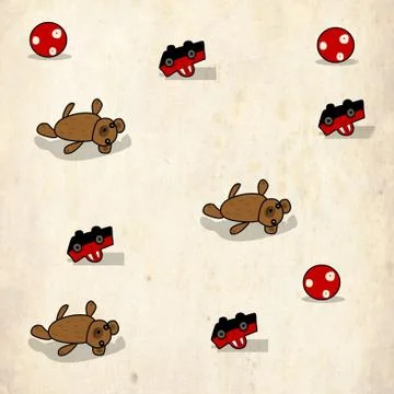 Toys on vintage background Stock Illustration