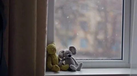Toys On The Windowsill Stock Footage