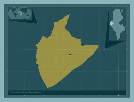 Tozeur, Tunisia. Solid color shape. Locations of major cities of the region Illustrazione stock