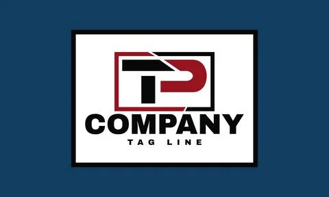 TP lettering logo design, typography red and black color Stock Illustration