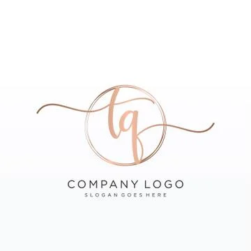 TQ Initial handwriting logo design Illustrazione stock