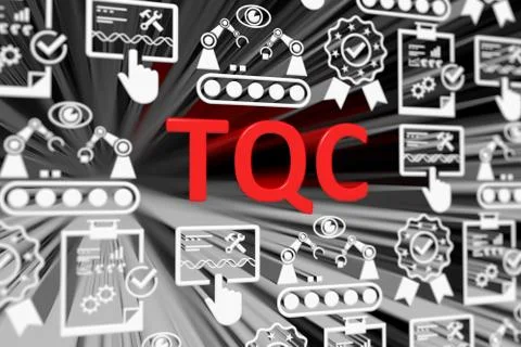 TQC concept blurred background 3d render illustration Stock Illustration