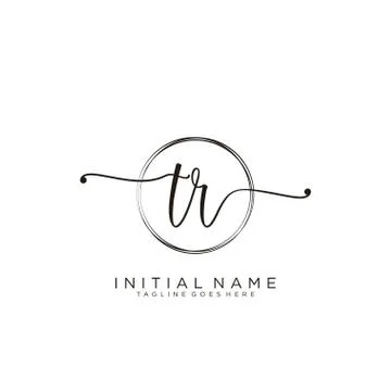 TR Initial handwriting logo with circle template vector Stock Illustration
